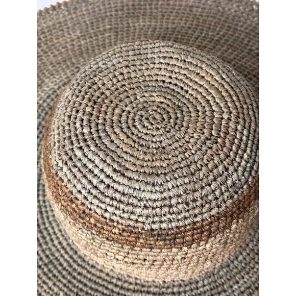 Wide Brim Sun Hat Handmade 100% Raffia Floppy Brim Beach Boho Neutral Vacation - Picture 3 of 9